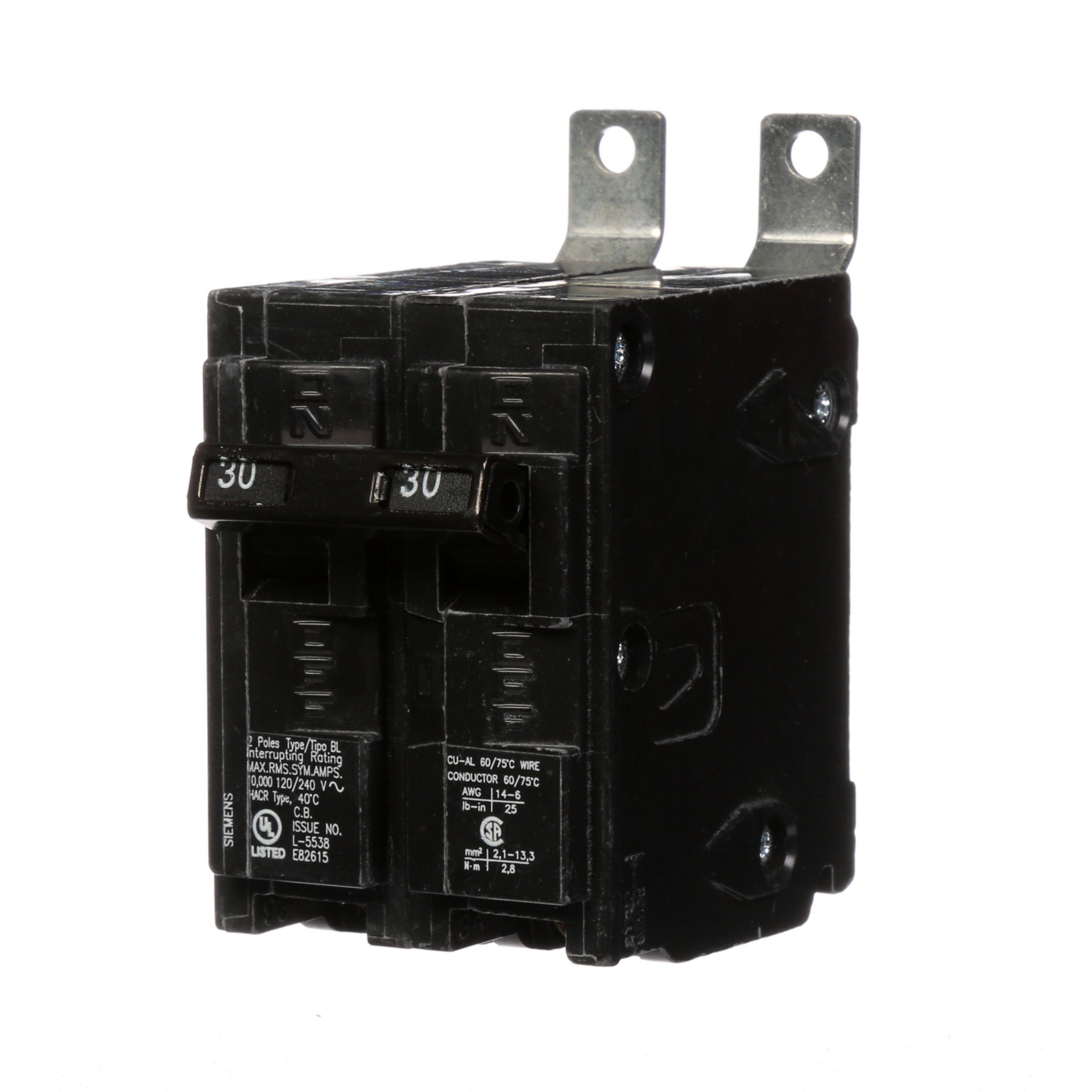 SIEMENS CANADA B230 30Amp 2-Pole 120/240V 10kA Type BL Bolt-On Molded Case  Circuit Breaker