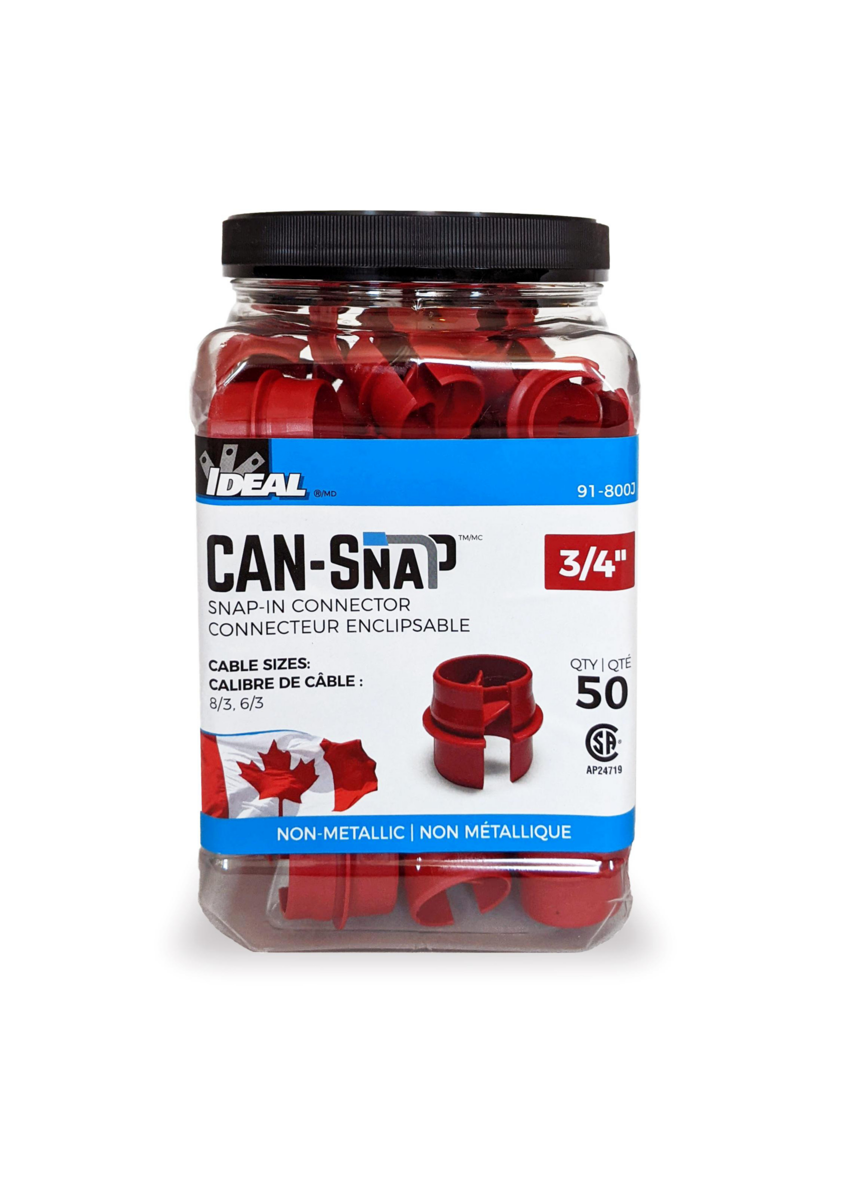 IDEAL INDUSTRIES 91-800J 3/4-inch Can-Snap Non-Metallic Snap-In